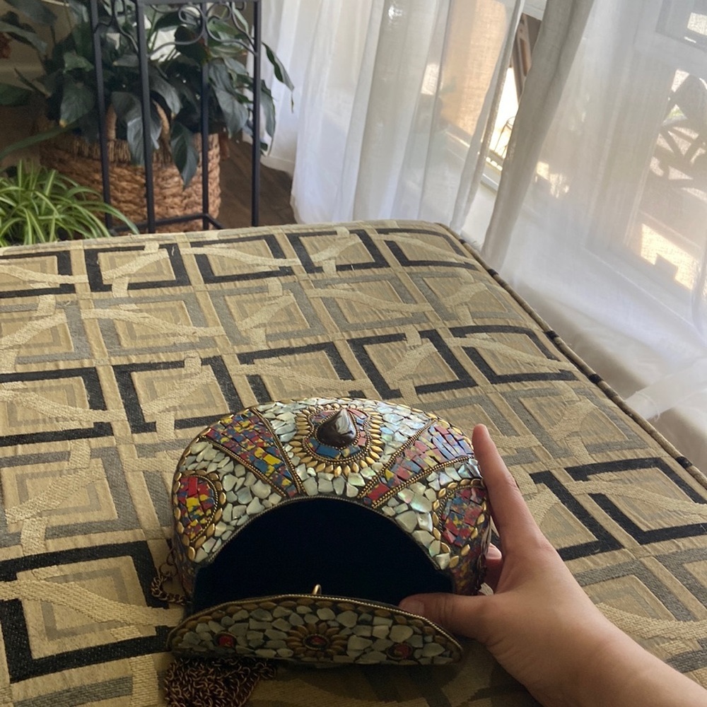 IRANIAN METAL MOSAIC PURSE W CROSSBODY CHAIN